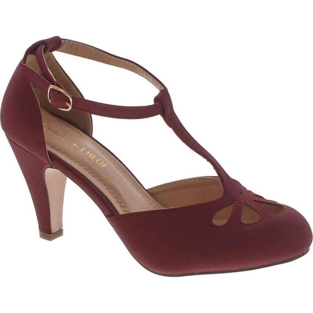 Chase & Chloe Kimmy-36 Burgundy-nubuck-r Womens pumps-shoes 8 NEW